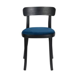 Súprava 2 čiernych jedálenských stoličiek s modrým sedákom Dutchbone Brandon