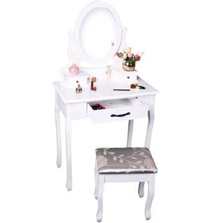 Kondela Toaletný stolík s taburetom biela/strieborná LINET NEW P1 poškodený tovar, značky Kondela