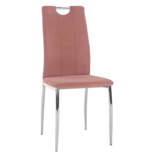 Jedálenská stolička ružová Velvet látka/chróm OLIVA NEW P1 poškodený tovar