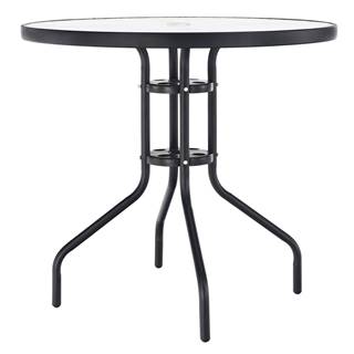 Jedálenský stôl čierna oceľ/tvrdené sklo BORGEN TYP 2 P1 poškodený tovar