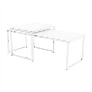 Konferenčné stolíky set 2 ks biela matná/chróm MAGNO TYP 2 P1 poškodený tovar
