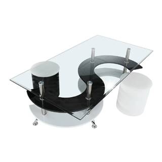 Konferenčný stolík biela extra vysoký lesk HG/čierna extra vysoký lesk HG RUPERT P1 poškodený tovar