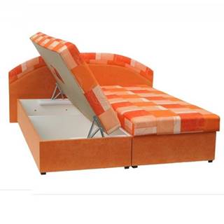 Manželská posteľ pružinová oranžová/vzor KASVO P2 poškodený tovar