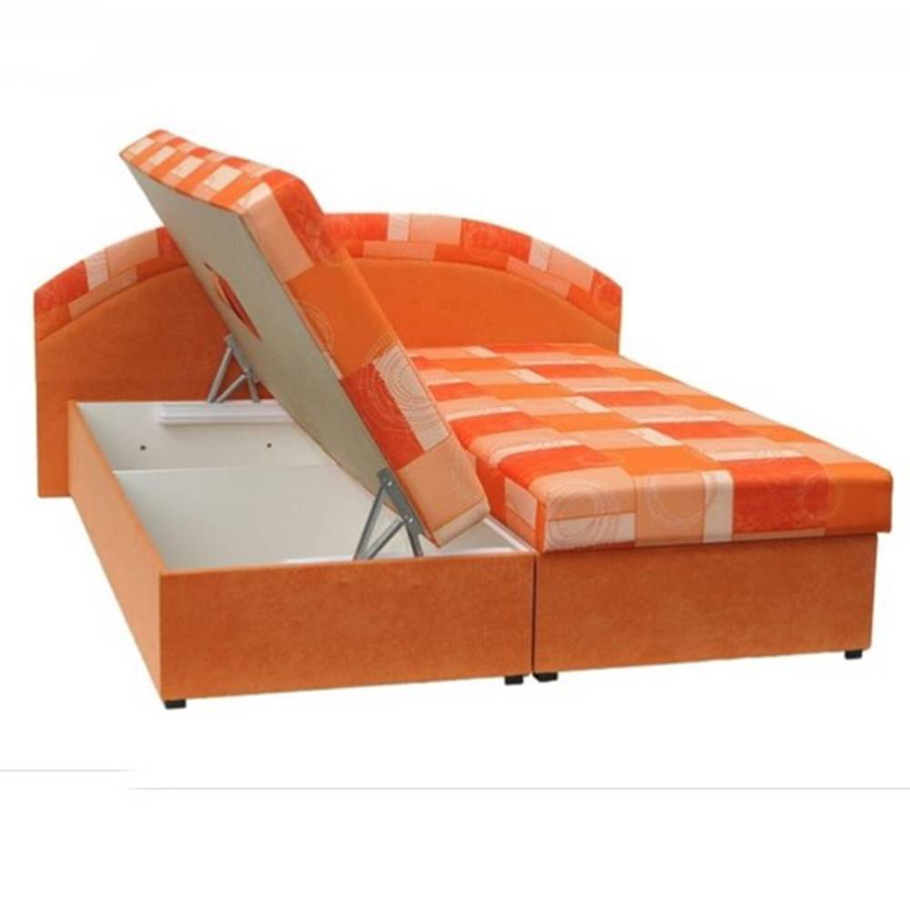 Kondela Manželská posteľ pružinová oranžová/vzor KASVO P2 poškodený tovar, značky Kondela