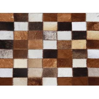 Luxusný kožený koberec  hnedá/čierna/biela patchwork 168x240 KOŽA TYP 3 R1 rozbalený tovar