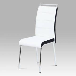 AUTRONIC DCL-403 WT jedálenská stolička, koženka biela/čierny bok, chróm