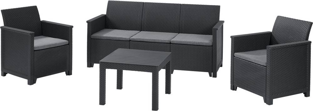 Keter KETER /246150/ EMMA 3 SEATER SOFA SET SMOOTH ARMS WITH CLASSIC TABLE (CHICAGO TABLE) GRAPHITE, značky Keter