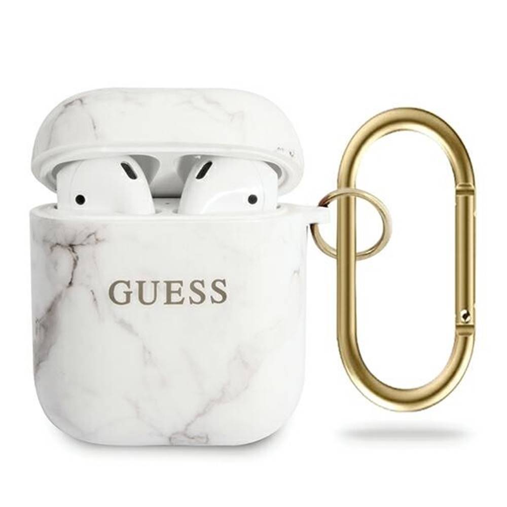 Guess  puzdro na Apple AirPods, Marble Collection, biele, značky Guess