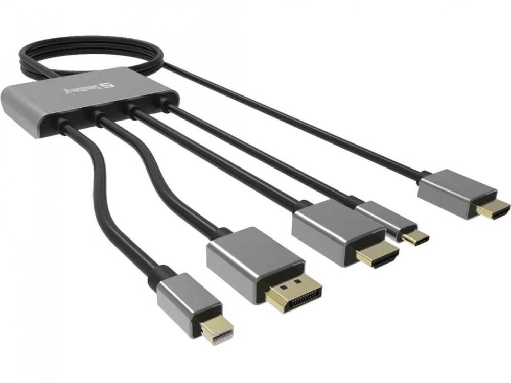 Sandberg  All-In-1 Display Adapter Hub, HDMI na HDMI, USB-C, Displayport, Mini-Displayport, značky Sandberg