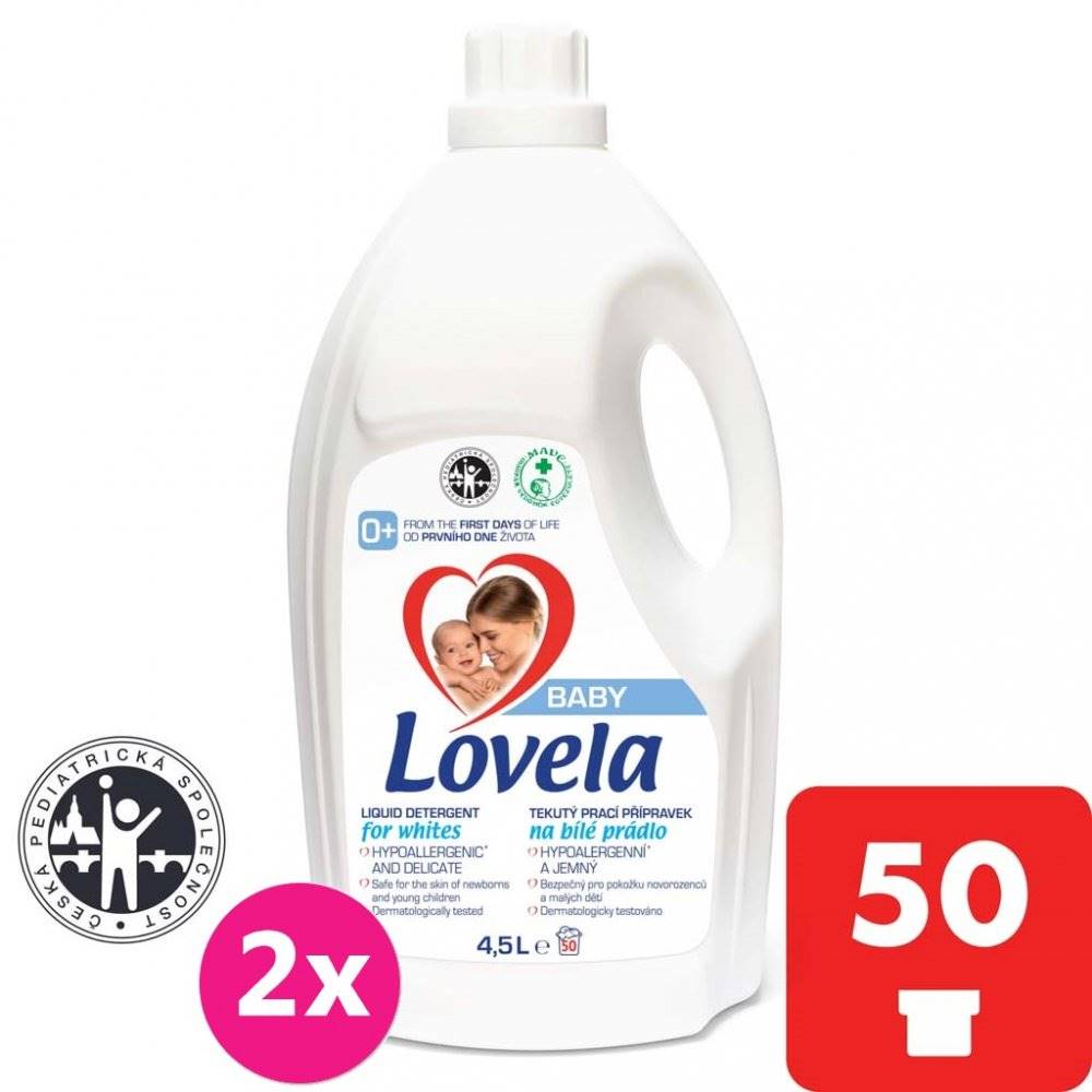 Lovela 2x LOVELA Baby tekutý prací prípravok na bielu bielizeň 4,5 l / 50 pracích dávok, značky Lovela