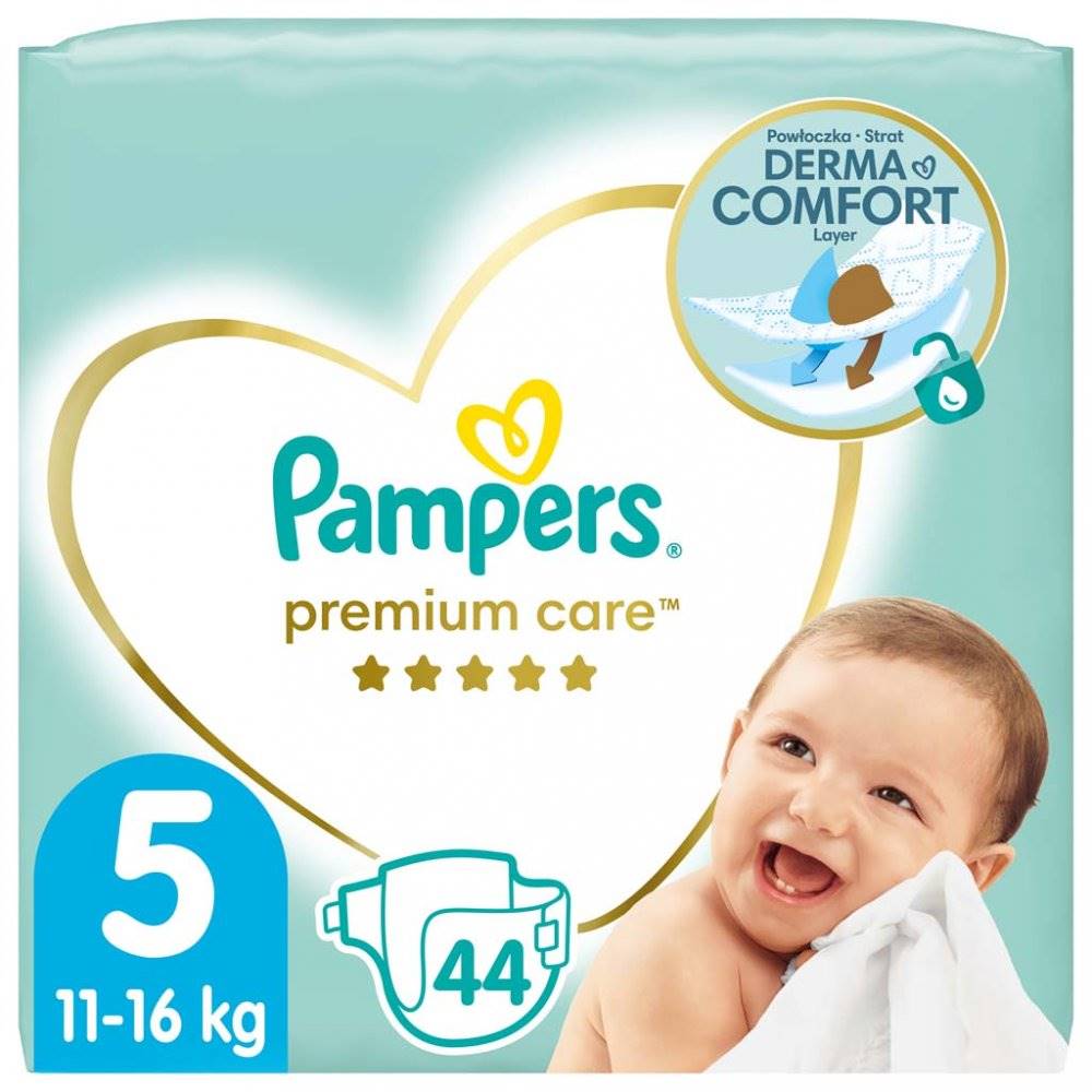 PAMPERS  Premium Care Plienky jednorazové 5 (11-16 kg) 44 ks, značky PAMPERS
