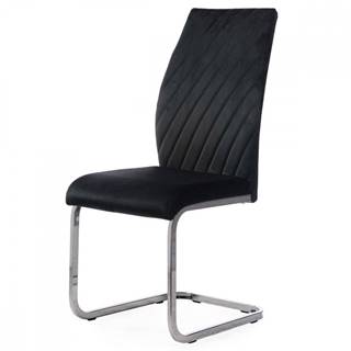 AUTRONIC DCL-442 BK4 Jedálenská stolička, poťah čierna zamatová látka, kovová chrómovaná podnož
