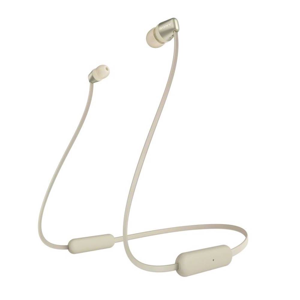 Sony  WIC310 bezdrátová Bluetooth sluchátka do uší, ovladač s mikrofonem, zlatá, značky Sony