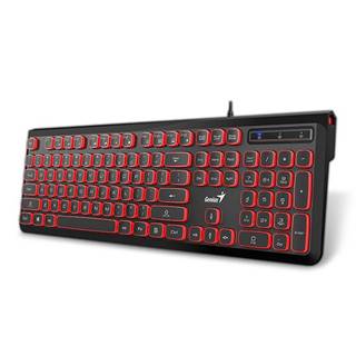 Genius Slimstar 260, klávesnica CZ/SK, klasická, tichá typ drôtová (USB), čierno-červená, nie