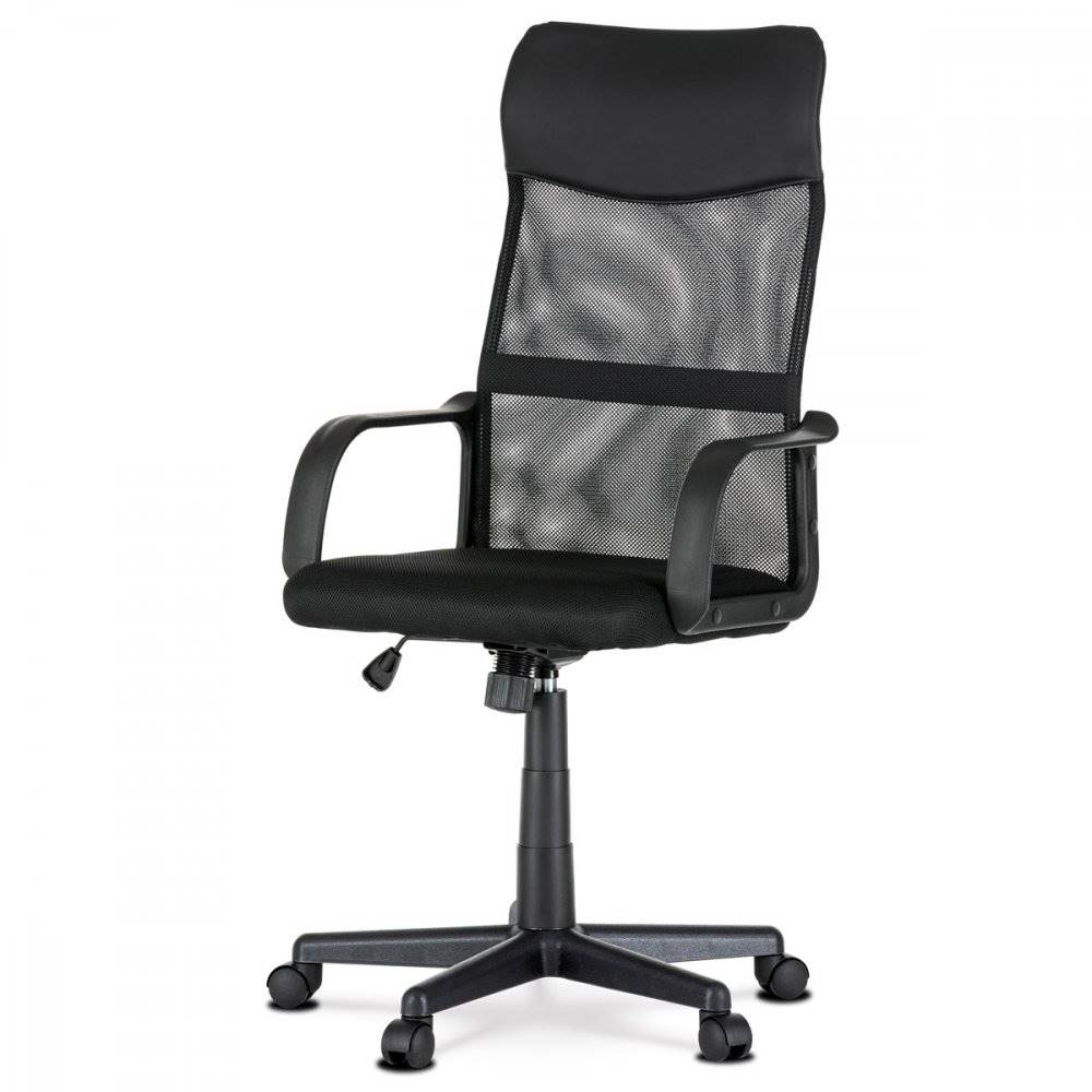 AUTRONIC  KA-L601 BK Kancelárska stolička, poťah čierna ekokoža a čierna sieťovina MESH, hojdací mechanizmus, značky AUTRONIC