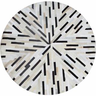 KONDELA Luxusný kožený koberec, čierna/béžová/biela, patchwork, 150x150, KOŽA TYP 8