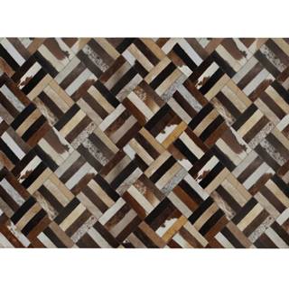 Kondela KONDELA Luxusný kožený koberec, hnedá/čierna/béžová, patchwork, 200x300 , KOŽA TYP 2, značky Kondela