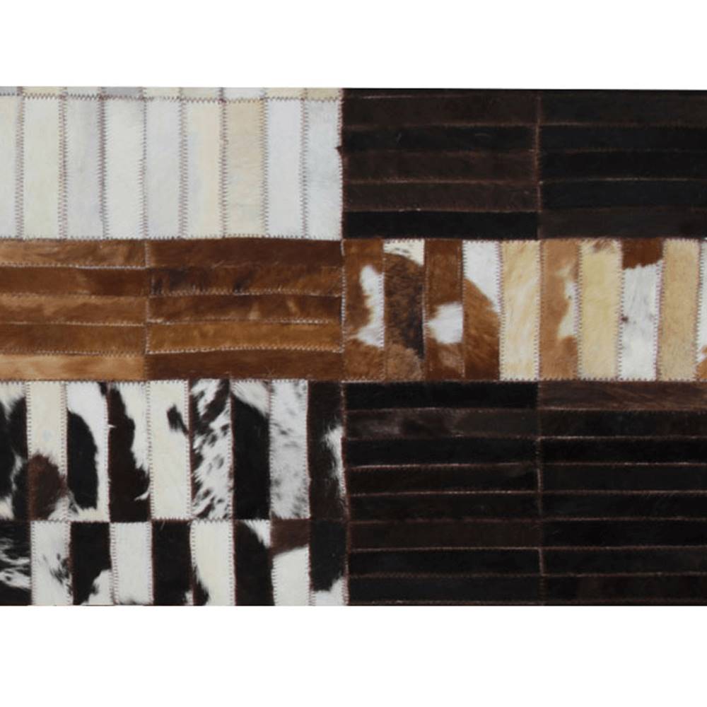 Kondela KONDELA Luxusný kožený koberec, čierna/hnedá/biela, patchwork, 201x300, KOŽA TYP 4, značky Kondela