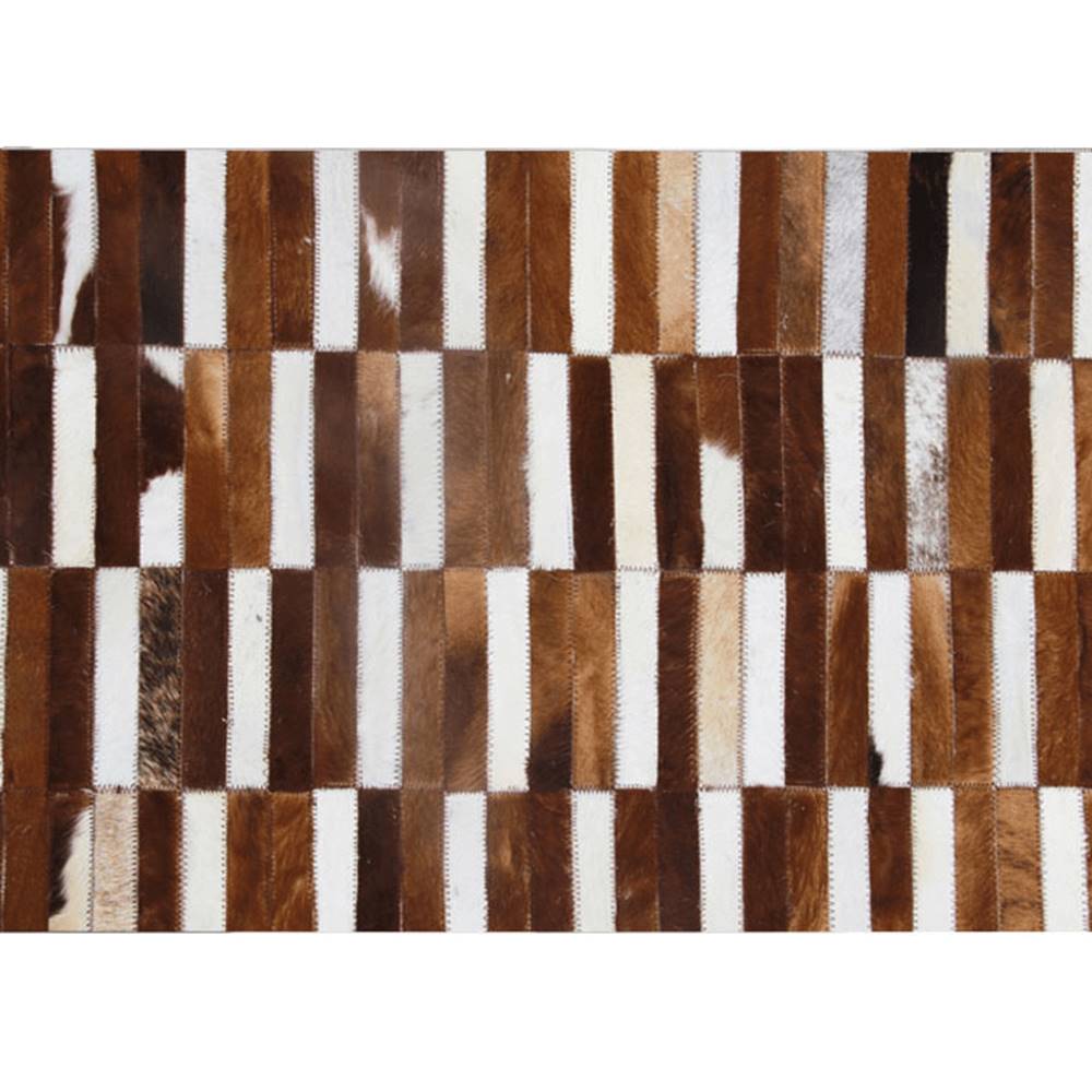 Kondela KONDELA Luxusný kožený koberec, hnedá/biela, patchwork, 171x240, KOŽA TYP 5, značky Kondela