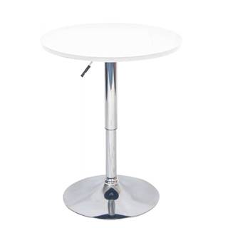 KONDELA Barový stôl s nastaviteľnou výškou, biela, priemer 60 cm, BRANY NEW