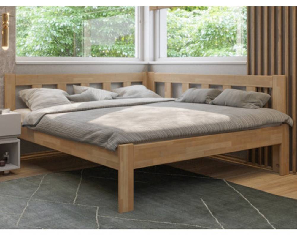 ASKO - NÁBYTOK Rohová posteľ so zástenou vpravo Tema P 180x200 cm, prírodný buk, značky ASKO - NÁBYTOK