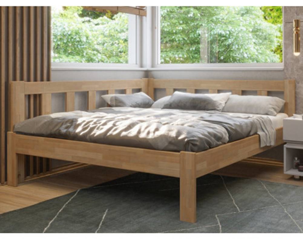 ASKO - NÁBYTOK Rohová posteľ so zástenou vľavo Tema L 180x200 cm, prírodný buk, značky ASKO - NÁBYTOK