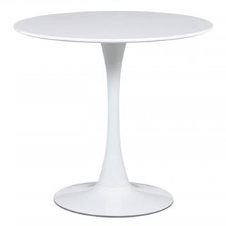 AUTRONIC DT-580 WT jedálenský stôl, pr.80x73 cm, biela matná MDF, kov biely vysoký lesk