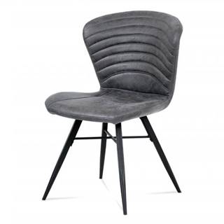 AUTRONIC HC-442 GREY3 jedálenská stolička, sivá látka vintage, kov čierny mat