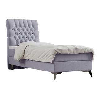 Boxspringová posteľ jednolôžko sivá 90x200 ľavá BARY
