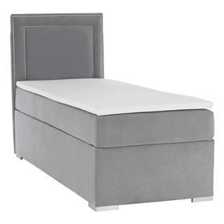 Boxspringová posteľ jednolôžko svetlosivá 90x200 ľavá BILY