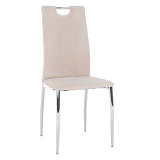 Jedálenská stolička béžová Dulux Velvet látka/chróm OLIVA NEW P1 poškodený tovar
