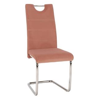 Jedálenská stolička ružová Velvet látka/svetlé šitie ABIRA NEW P1 poškodený tovar
