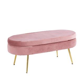 Luxusný taburet ružová Velvet látka/chróm zlatý Art-deco NOBLIN NEW TYP 2