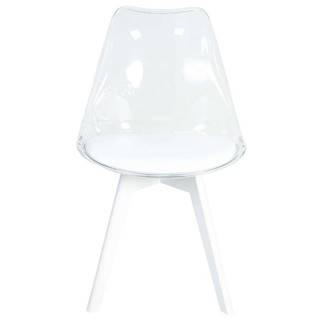 Stolička Camila transparentná/biele sedadlo/biele nohy