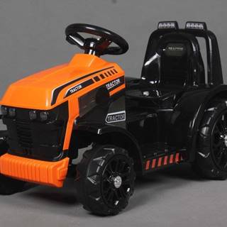 Elektrický Traktor FARMER, oranžový, Pohon zadných kolies, 6V batéria, Plastové kolesá, široké sedadlo, 2,4 GHz Diaľkový ovládač, Jednomiestne, MP3 prehrávač, LED Svetlá
