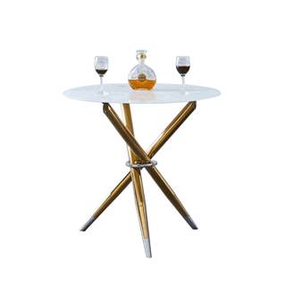 Kondela KONDELA Jedálenský stôl/kávový stolík,  biela/gold chróm zlatý, priemer 80 cm, DONIO, značky Kondela