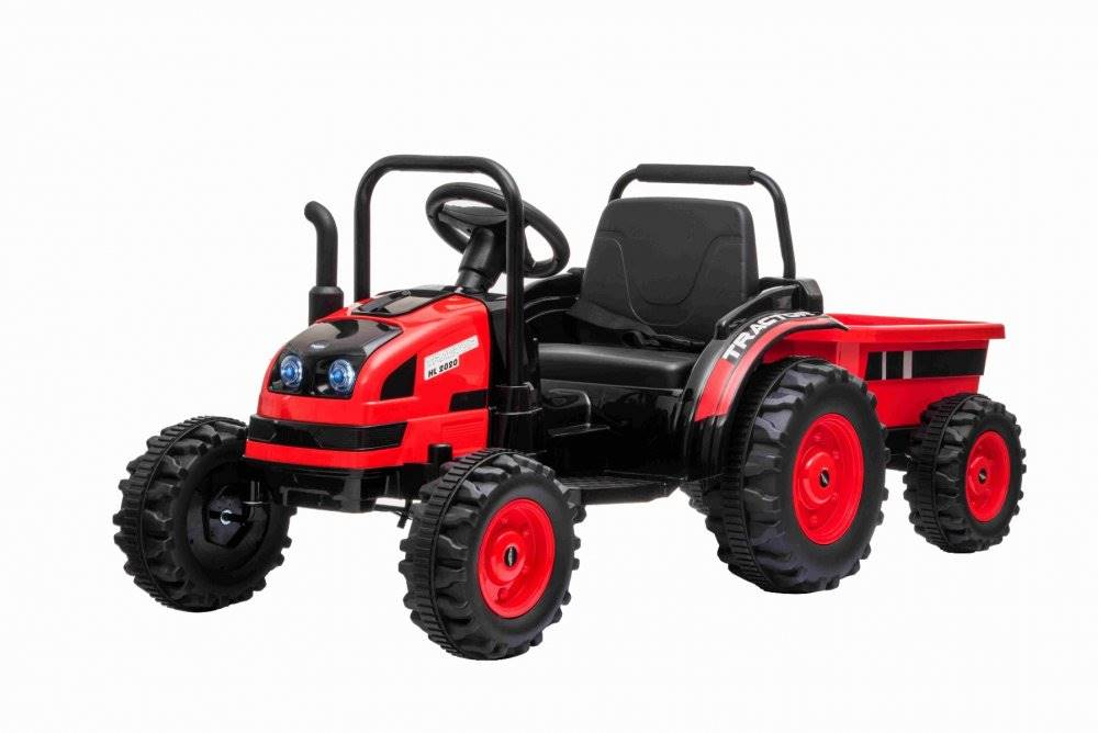 SPIN MASTER Elektrický Traktor POWER s vlečkou, červený, Pohon zadných kolies, 12V batéria, Plastové kolesá, široké sedadlo, 2,4 GHz Diaľkový ovládač, Jednomiestne, MP3 prehrávač, LED Svetlá, značky SPIN MASTER