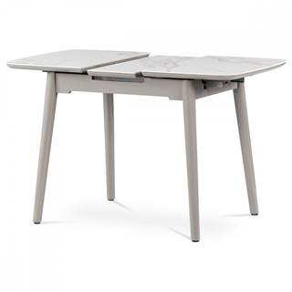 AUTRONIC  HT-401M WT Jedálenský stôl 110+30x75 cm, keramická doska biely mramor, masív, sivý vysoký lesk, značky AUTRONIC