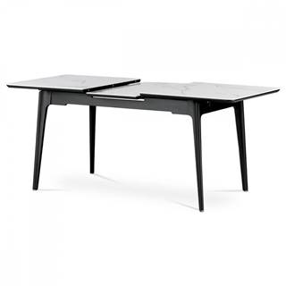 AUTRONIC  HT-402M WT Jedálenský stôl 140+40x80 cm, keramická doska biely mramor, masív, čierny matný lak, značky AUTRONIC