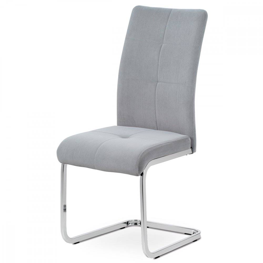 AUTRONIC  DCL-440 GREY4 Jedálenská stolička, poťah sivá zamatová látka, kovová pohupová podnož, chróm, značky AUTRONIC
