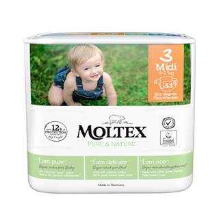 MOLTEX  Pure&Nature Plienky jednorazové 3 Midi (4-9 kg), značky MOLTEX