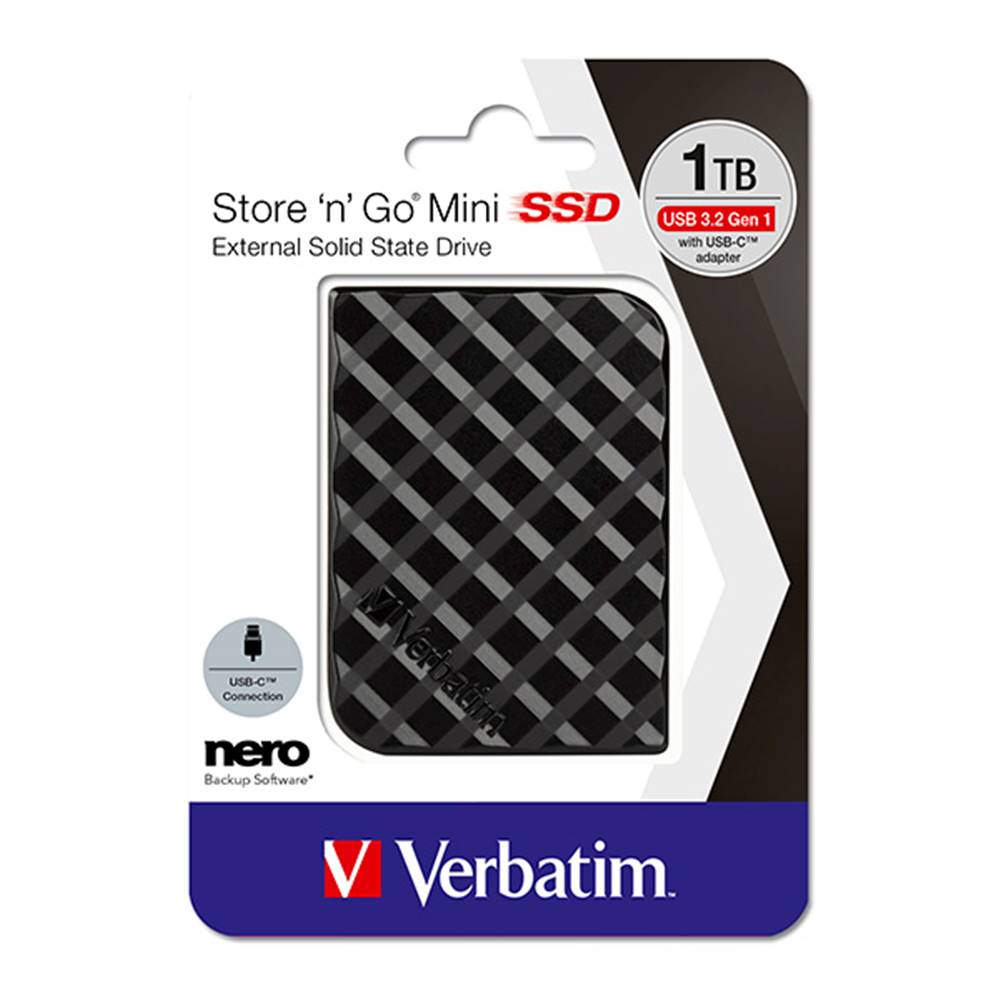 Verbatim SSD  2.5", USB 3.2 Gen 1, 1000GB, GB, 1TB, Store N Go Mini, 53237, USB-A/Micro-B, obsahuje adaptér USB-A na USB-C(TM), značky Verbatim