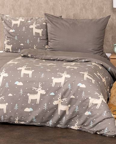 4Home Flanelové obliečky Happy reindeer, 220 x 200 cm, 2 ks 70 x 90 cm