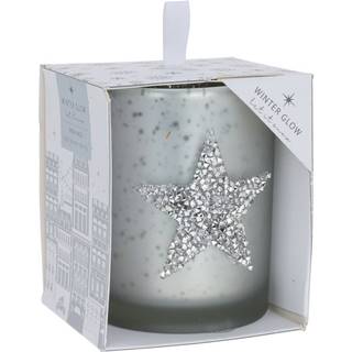 Vianočná dekoračná sviečka Star, strieborná, 8 x 10 cm