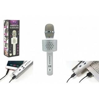 Teddies  Mikrofón karaoke Bluetooth, strieborná, na batérie, s USB káblom, značky Teddies