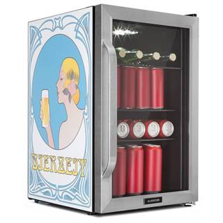 Klarstein  Beersafe 70, Bierzeit Edition, chladnička, 70 litrov, 3 police, panoramatické sklenené dvere, nerezová oceľ, značky Klarstein