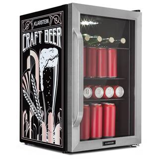 Klarstein Beersafe 70, Craft Beer Edition, chladnička, 70 litrov, 3 police, panoramatické sklenené dvere, nerezová oceľ