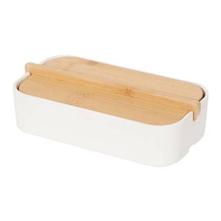 Compactor Biely úložný box s bambusovým vekom  Ecologic, 15,4 x 8,3 cm, značky Compactor