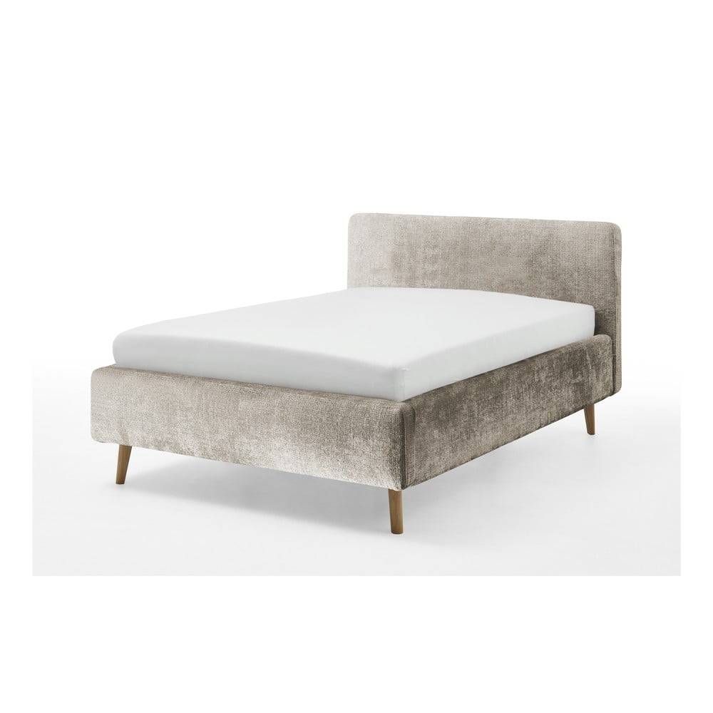 Meise Möbel Béžová čalúnená dvojlôžková posteľ s úložným priestorom s roštom 140x200 cm Mattis - , značky Meise Möbel