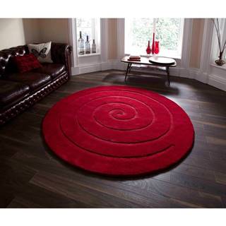 Think Rugs Rubínovočervený vlnený koberec  Spiral, ⌀ 140 cm, značky Think Rugs